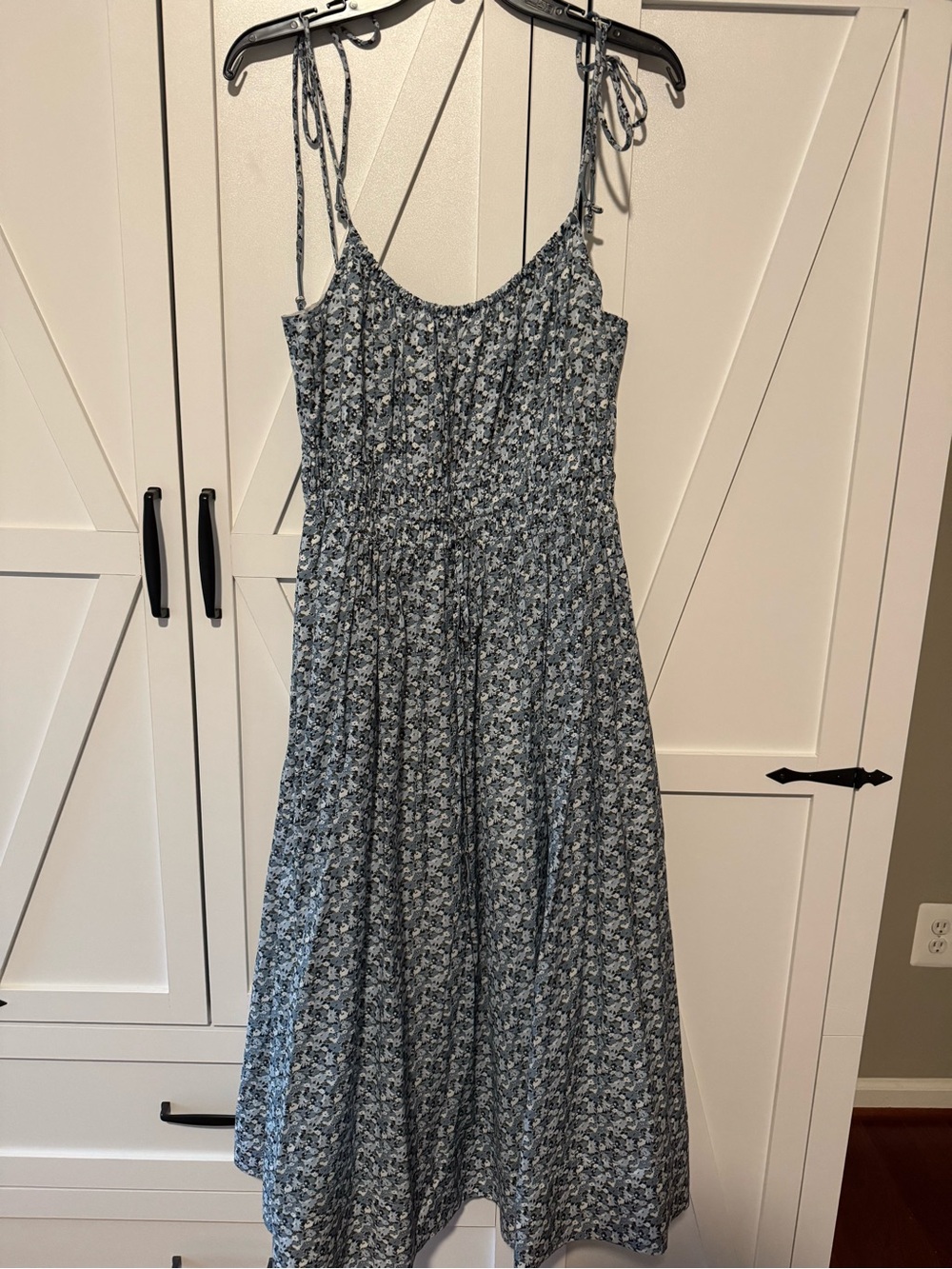 Veronica  Beard Blue Floral Tie-Shoulder Sundress
